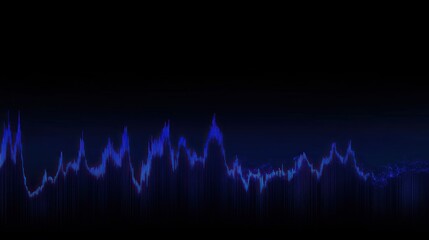 Abstract Blue Glowing Waveform on Black Background.