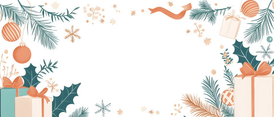 Luxurious Christmas new year card and Holiday Promotion Banner with Elegant Ornaments, for Tags, Posters, and Banners with Space for Text