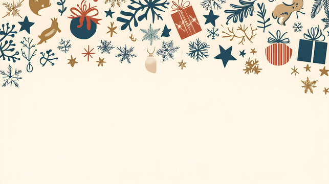 Luxurious Christmas new year card and Holiday Promotion Banner with Elegant Ornaments, for Tags, Posters, and Banners with Space for Text