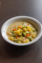 Creamy Cheesy Winter Soup with Potatoes and Broccoli – Close-Up