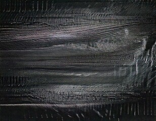 Distorted glitch art texture with noise, overlaying faded colors in an abstract composition