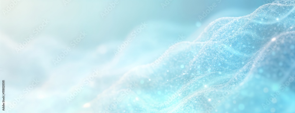 Fototapete abstract light blue tech background. soft waves of light particles. digital art design for modern te