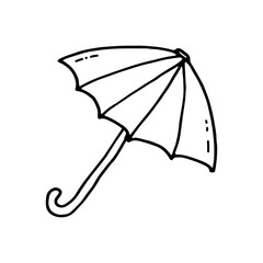 An umbrella designed to protect from rain and sun. Doodle. Vector illustration. Hand drawn. Outline. 