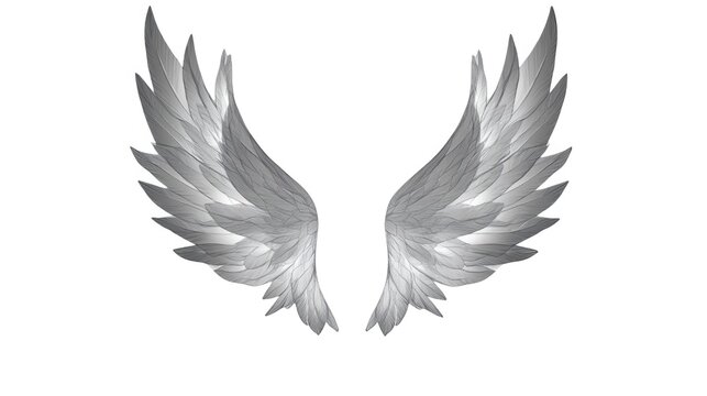Stylized silver angel wings with a smooth, elegant design.