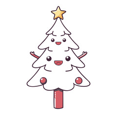 Christmas Tree Vector outline or Christmas Fir tree vector line art