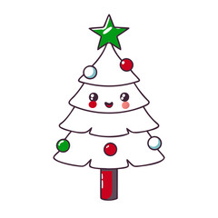 Christmas Tree Vector outline or Christmas Fir tree vector line art