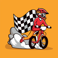Children riding balance bike for pushbike illustration vector