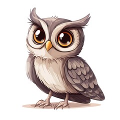 Owl character in anime style on a white background.