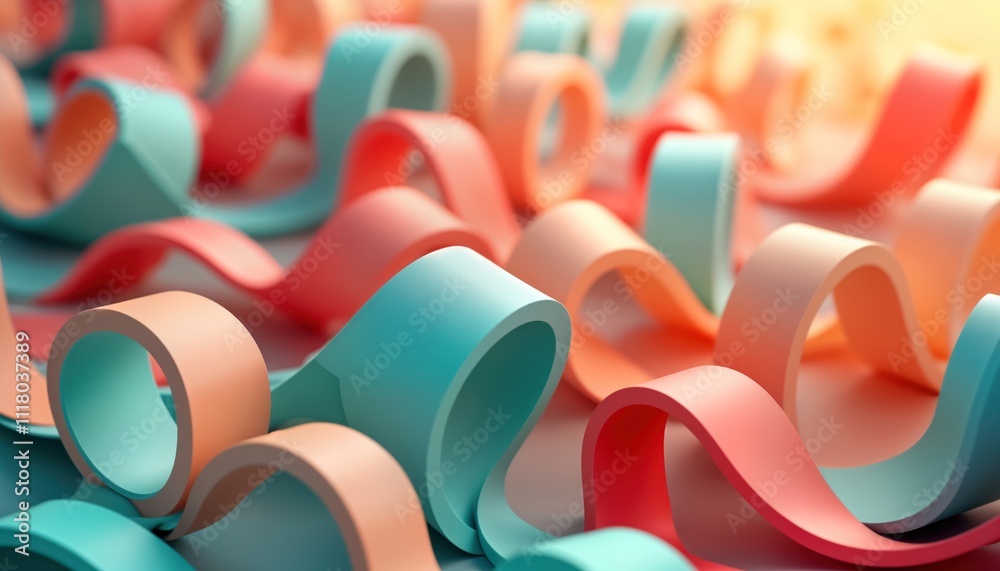 Leinwandbilder abstract 3d design. colorful ribbons. soft colors. geometric shapes. modern illustration. dynamic pa
