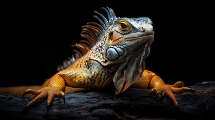 Obraz premium iguana on a dark background
