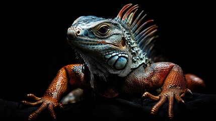 Obraz premium iguana on a dark background