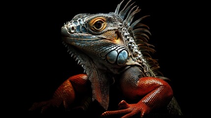 Fototapeta premium iguana on a dark background
