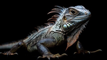 Obraz premium iguana on a dark background