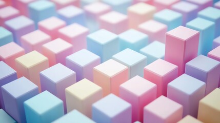 Obraz premium Colorful pastel cubes create a vibrant abstract background.