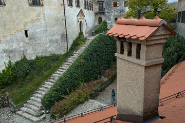 Bled castle detail on famous lake in Slovenia, Europe.  Popular European travel and tourism destination.