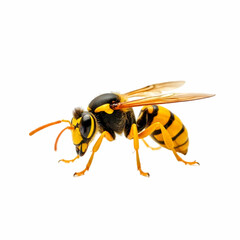 Yellow wasp isolated on a white background