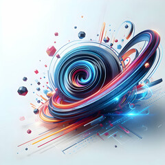 Obraz premium 3D Glossy abstract digital swirls with neon accents and copy space concept as A glossy abstract background featuring dynamic digital swirls enhanced with neon accents providing a visually captivating 