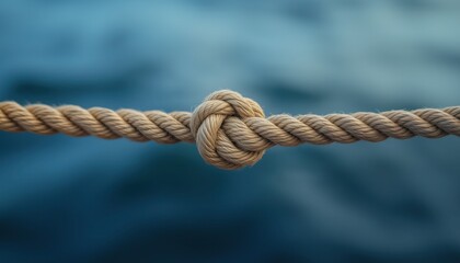 Fototapeta premium Close-up of a slim rope knot with detailed textured fibers