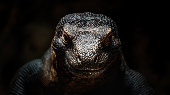 komodo dragon on a dark background