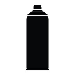 Aerosol spray paint vector icon. Art supplies, graffiti paint can, spray can symbol, urban art equipment. Black silhouette isolated on white background.