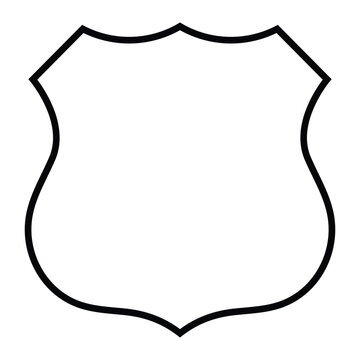 Blank American route shield sign vector icon. Road sign, highway sign, blank road marker symbol. Black outline silhouette isolated on white background.