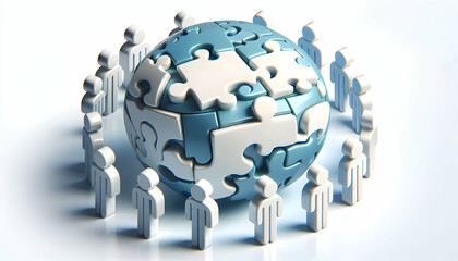 3D Glossy background with puzzle pieces coming together concept as A glossy background with puzzle pieces coming together symbolizing strategic alignment in scaling a business. The reflective surface 