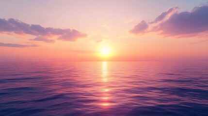 Fototapeta premium Serene sunset over calm ocean waters, creating a peaceful ambiance.