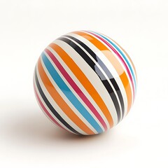 Obraz premium Cartoon beach ball with colorful stripes on a white background