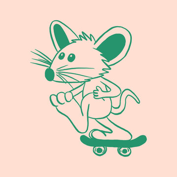 recommend clip art: mouse skateboard mascot retro cartoon character illustration