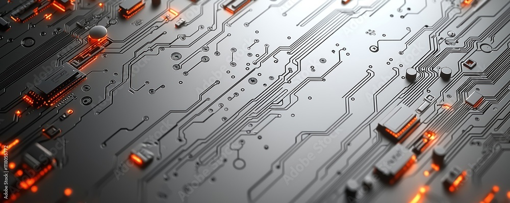 Poster abstract tech design. circuit board pattern. grey background. modern graphic. minimalist style. dyna