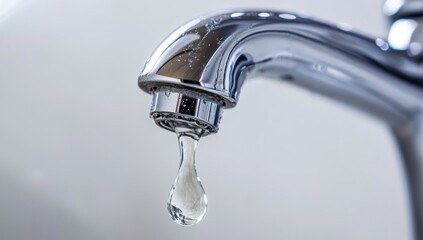 Dripping Water From a Chrome Faucet