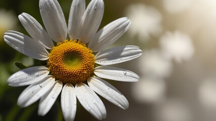 Fototapeta premium A close-up of a white daisy with a yellow center