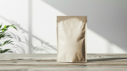 Blank Kraft Paper Stand Up Pouch Mockup, Minimalist Product Packaging