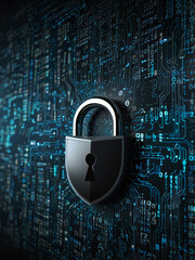 Highlighting cybersecurity importance with a tech information background.