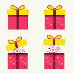  Valentine's Day  present  surprise yellow and Red color gift box set with ribbon for valentine present  gift