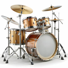 A drum set displayed against a white background