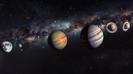 Majestic Universe with Colorful Planets and Sparkling Stars Background