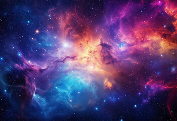 Naklejka premium The nebula features a mix of bright and dark regions with swirling clouds of gas and dust.