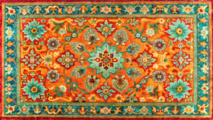 Texture old bright of traditional Persian carpet. Oriental rug with intricate pattern