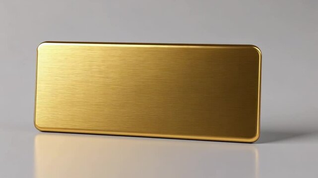 A brushed gold rectangular plate with a subtle sheen.