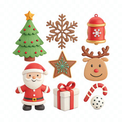 abstract 3d Christmas element set isolated on white background