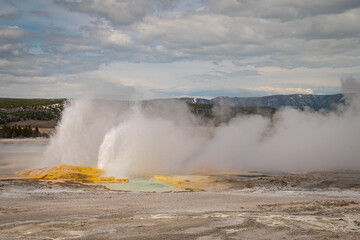 Clepsydra geyser erupting, Yellowstone National Park