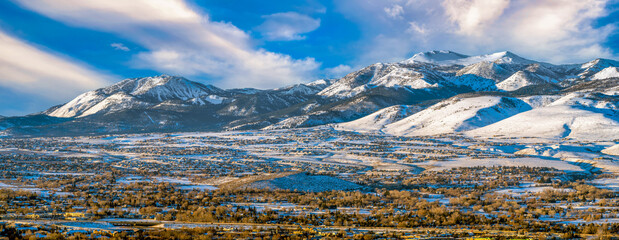 Snow covered Mt Rose and Slide Mountain located near Reno, Sparks and Carson City Nevada during winter
