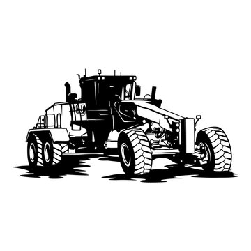 recommend clip art: Grader Heavy Equipment - Heavy Machinery, Construction Machinery Stencil Cut File