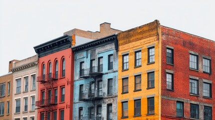 Fototapeta premium A mix of old and new buildings side by side, blending eras