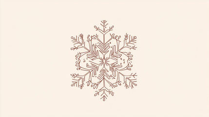 A single snowflake with intricate line details, minimalist line-art design, greeting card, website banner