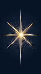 A Christmas star with glowing rays drawn with simple lines, minimalist line-art design, greeting card, website banner
