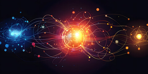 Quantum computing energy visualization, Particle collision in quantum mechanics, Science and technology abstract art print