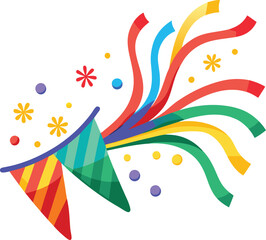 Colorful Confetti and Streamers Vector for Festive Party Celebrations
