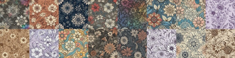 Flowers in line drawing style art. AI generated illustration